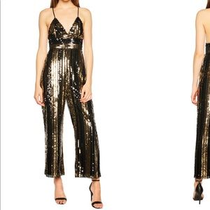 Bardot Sz XS Goldie Sequin Stripe Jumpsuit